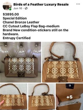 CHANEL Bronze and Cream CC Cutout LeBoy Shoulder Bag